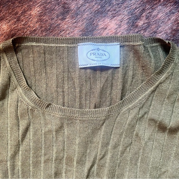 Prada SS 2020 Olive and Cream Tie-Dye Wool & Silk Sweater - Picture 6 of 8